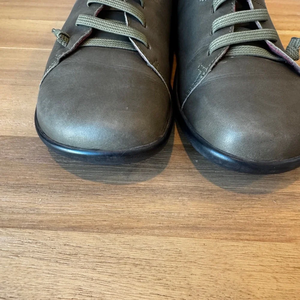 Grunland Verna Women 8.5‎ EU 39 Olive Green Leather Flat Walking Shoes Comfort